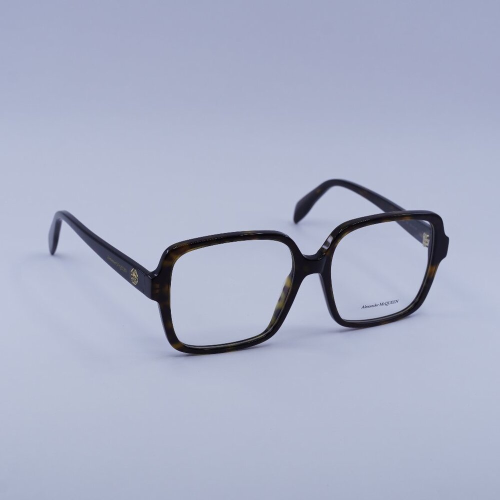 Alexander McQueen AM0286O 002 Eyeglasses Havana 55mm Square Frame